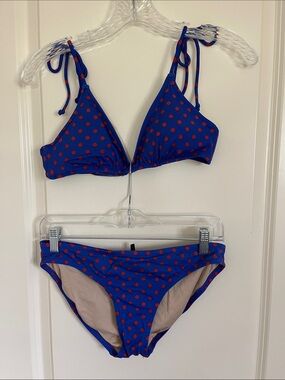 J. Crew Blue and Red Polka Dot Bikini Bottoms
